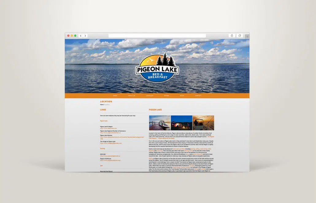 Edmonton Website Design | Pigeon Lake Bed and Breakfast Website