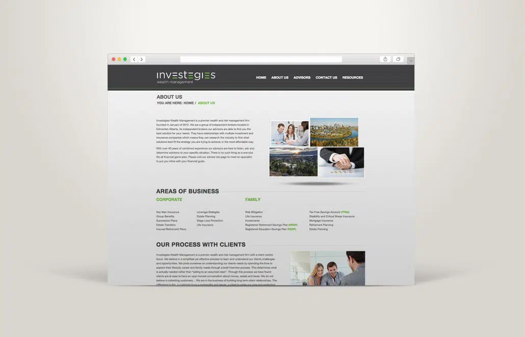 Edmonton Website Design | Investegies Wealth Management Website