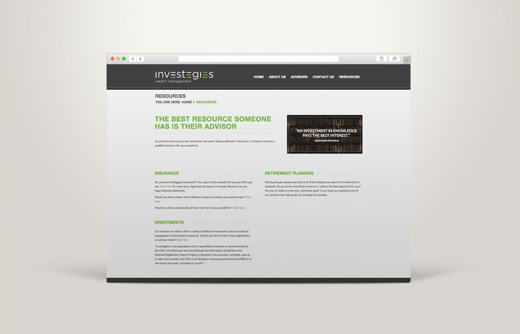 Edmonton Website Design | Investegies Wealth Management Website