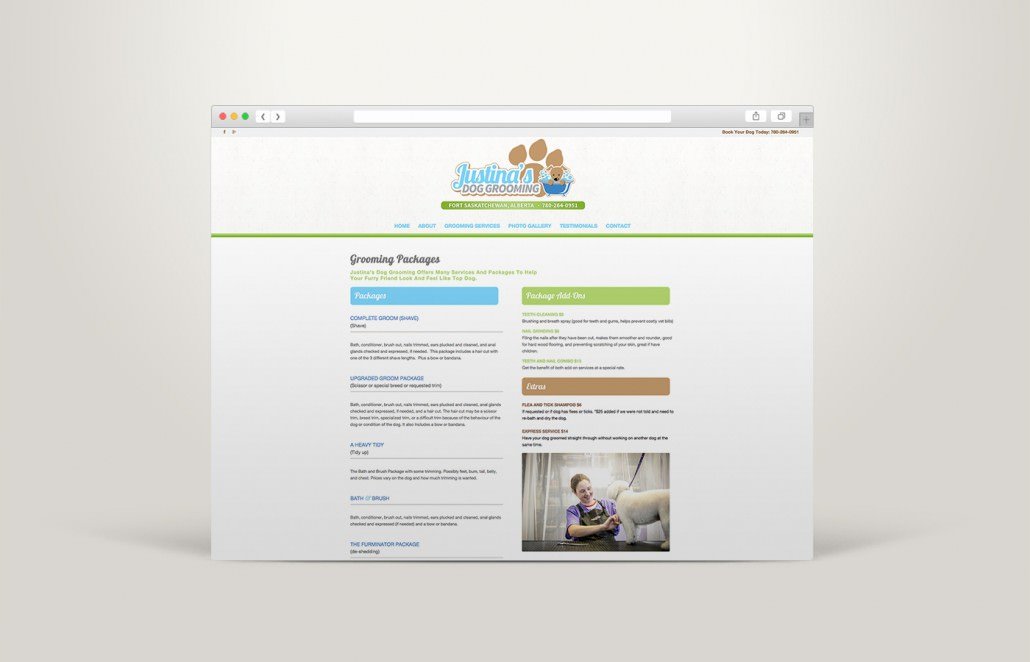 Edmonton Website Design | Justina's Dog Grooming Website