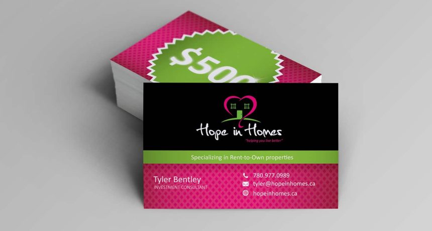 Edmonton Graphic Design | Hope in Homes Business Card